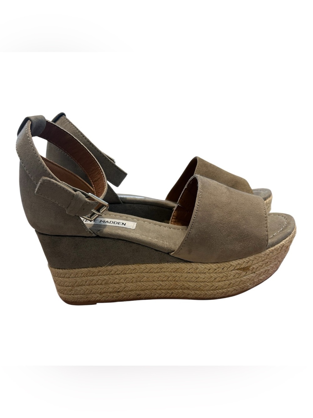 Steve Madden Taupe Suede Espadrille Wedge Sandals